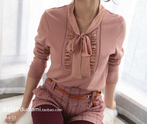 High-end custom imported wool knitted bow super temperament OL knitted sweater bottoming shirt