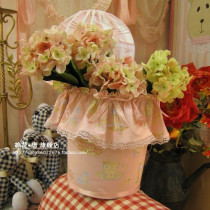 Ruffle edge sticky fabric paper basket Fabric trash can Fabric garbage basket Flower arrangement bucket Fabric flower basket