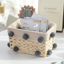 #新品日式桌面收纳盒#创意办公可爱编织化妆盒心零食家用文具学生
