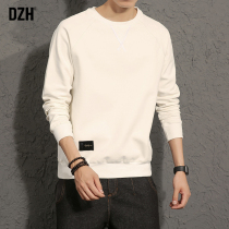 Mens round neck white autumn sweater mens trend loose spring and autumn 2021 new trend brand ins all-match solid color