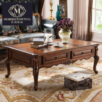 American country full solid wood tea table European living room coffee table large board villa hotel rectangular retro large tea table
