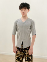 Danse dance beauty Latin dance practice clothing for boys top summer short sleeve dance suit Dance Latin training suit for men