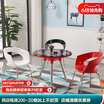 Fashion Hospitality Talks Table And Chairs Combine Guests One Table Three Chairs Tempered Glass Round Table Small Family Dining Table Modern