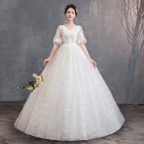 Large size main wedding dress 2020 new bride Super fairy dreamy forest line simple dress pregnant woman high waist belly