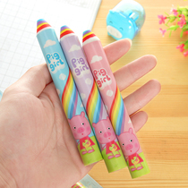 Cute rainbow pen eraser Korean creative long pen-shaped large rubber wipe clean primary school stationery