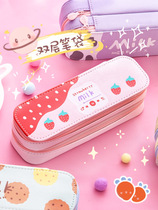 Salt pen bag simple retro style literary ins niche Japanese elementary school students cute tide girl pencil Pencil Case