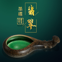 Ceramic ink dish Beginner brush calligraphy Chinese painting Ruyi ink pool Wenfang Sibao Sheng ink tray Brush holder Pen stand Pen wash pen Lick student inkstone utensils Multi-function creative small water dish