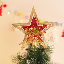 Christmas Decorations Christmas Tree Pentagram Accessories Gadget Gadget Gold Blue Tree Top Star Hanging Jewelry Star Ornaments