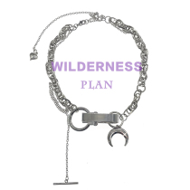 WilderNess moon punk sweater chain necklace men and women accessories Net Red hip hop base high grade titanium steel