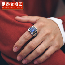 Luo Tai old silversmith opening ring mens European and American personality hip-hop single 925 silver index finger jewelry domineering tide