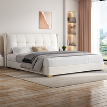 Technology fabric bed modern minimalist master bedroom double bed ins cream style fabric bed solid wood wedding bed light luxury modern
