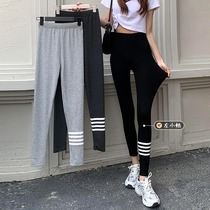 Black leggings Womens Spring and Autumn wear thin autumn trousers high waist slim tight hip pants small pencils pencils