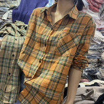 Tide brand 2020 new spring retro port flavor long sleeve plaid shirt women wear wild loose shirt Women coat