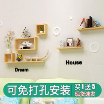 Wall shelf non-hole wall hanging living room creative Plaid TV background wall bedroom dining room wall decoration frame