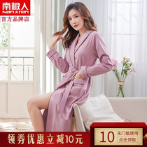 South Pole Sleeping Gown Woman Spring Autumn Winter Long Sleeve Pure Cotton Sexy Pyjamas for long big code kimono and bathrobe morning gown