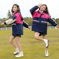 Girls autumn coat 2022 new Korean version plus velvet thickening autumn and winter middle and large childrens removable three-in-one jacket