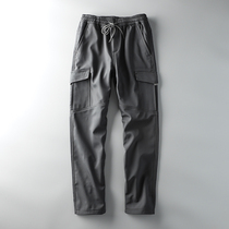 Foreign trade tail single male cut standard cattle cargo overalls winter velvet thickened straight pants Export original single casual pants