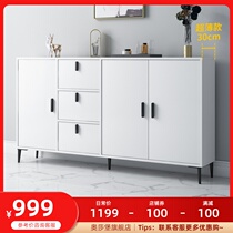 Ultra-thin sideboard light luxury post-modern minimalist living room against the wall side cabinet restaurant black and white solid wood lockers