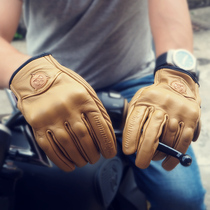 Retro locomotive summer riding gloves warm touch screen cowhide motorcycle leather gloves windproof Knight equipment