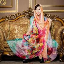 Three-meter long silk scarf oversized scarf womens super long length and widened long 3 m shawl gauze dual use Autumn