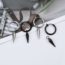 Mens trend cone earrings punk Hija earrings Street personality titanium steel earrings earrings earrings ear clip female