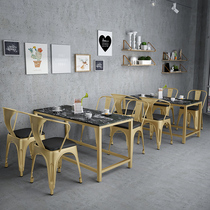 Modern simple wrought iron dining chair Nordic marble dining table coffee shop chair combination backrest leisure chair
