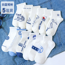 White Socks Mens Chains Chaoty Cotton Short Socks Female Spring Spring Summer Thin short barrel sports lovers shallow mouth low help boat socks