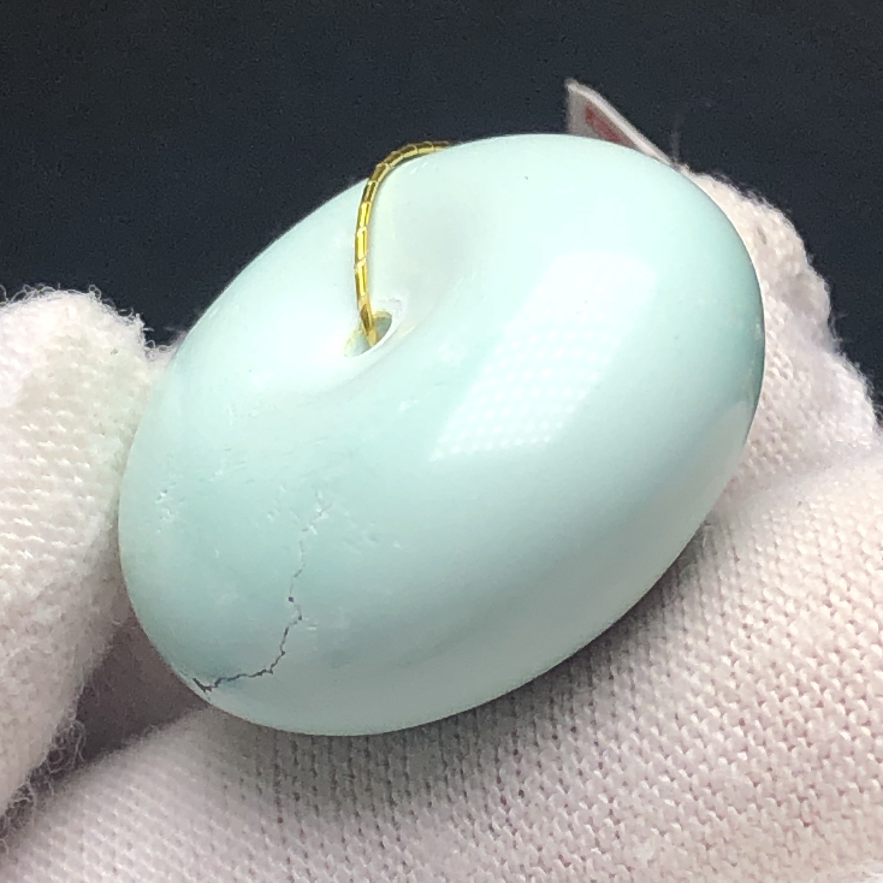 Boutique high porcelain green pine stone Ping An buckle pendant bread ring 22 8mm