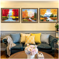 ABV Cross Embroidered Old Three Precision Printed Pure Cotton Scenery Full Embroidered Gold Autumn Golden Year Golden Autumn Fortune