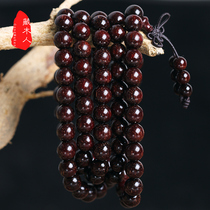 Tibetan Wood small leaf red sandalwood hand string solitary product India full of gold star Collection grade long 8mm bead bracelet