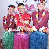 Wedding pick-up game props tricky groom wreath four-piece suit 60cm wedding spoof best man supplies hula skirt