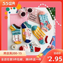 ins overfire socks female short socks Shallow Mouth Ship Socks South Korea Nets Red Fire Birds Teen Hearts Lovely Days Spring Summer Season