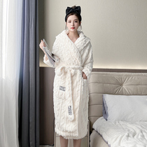 Nightgown womens 2022 new coral fleece nightgown womens winter style thickened plus velvet hooded flannel home clothes winter