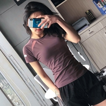 Stretch sports shirt womens short sleeves quick dry running breathable fitness T-shirt Net red tight training yoga suit half sleeve