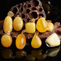 Natural beeswax pendant female chicken oil yellow ore old beeswax amber necklace sweater chain a picture