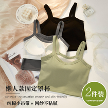 Pure cotton-integrated cup beautiful back hanging band bra woman in summer wearing anti-walking girl vest underwear