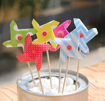 Birthday cake decoration series windmill toothpicks cupcakes with cards and flags will turn. Happy birthday to the windmill