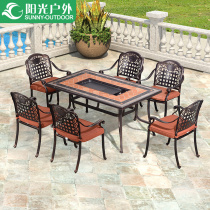 Sunshine outdoor cast aluminum table and chair combination garden courtyard terrace balcony iron marble round table chair