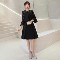 Black temperament small man evening dress dress woman 2021 season new dress elegant slim banquet queen aura