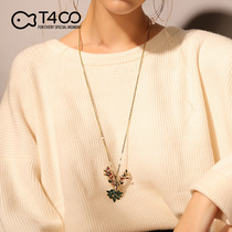 T400 Fawn sweater chain long pendant necklace Clothes pendant hanging wild birthday jewelry Female accessories