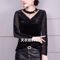 Yipinhui Wenli clothing fashion gold velvet shirt womens high-end foreign style age-reducing fashion Korean version lace base 