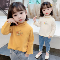 Female baby base shirt baby coat girls autumn high collar doll shirt long sleeve T-shirt autumn new childrens clothing tide