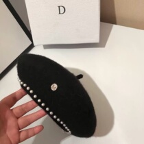 Beret female autumn and winter hair Japanese hat wild British pearl Bud hat modeling hat Simple painter hat tide