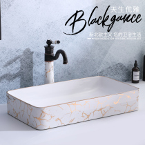 Nordic new ceramic table basin wash basin Square gold simple basin Household European art wash basin