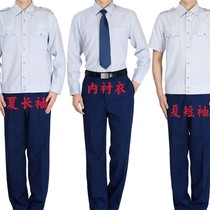  Fire short-sleeved shirt Summer regular service Long-sleeved shirt Mens dress lining blue summer regular service pants