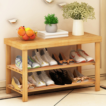 Shoe rack Simple economic household door shelf Solid wood Nanzhu multi-functional modern simple shoe cabinet shoe stool