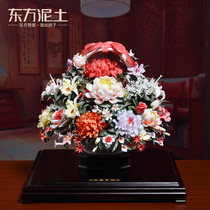 Oriental clay Ceramic handicraft ornaments Several large ornaments in the hall of the company Shengshi flower basket