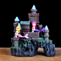 Fish tank ornaments Castle mermaid with small ornaments aquarium decorations rockery fish tank water grass fish tank landscaping