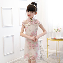 Improved cheongsam Chinese style summer spring cheongsam skirt 2021 lace childrens girls new thin style Western style