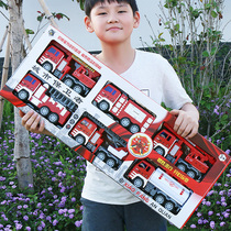 Large drop resistant fire truck toy set Children can spray water ladder car lift sprinkler engineering car boy car